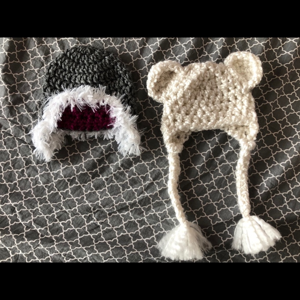 Knit Newborn Hats, homemade